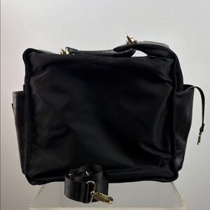 Caraa x Nastia Elegant Black Women's Commuter Bag Nylon Leather -Shoulder strap